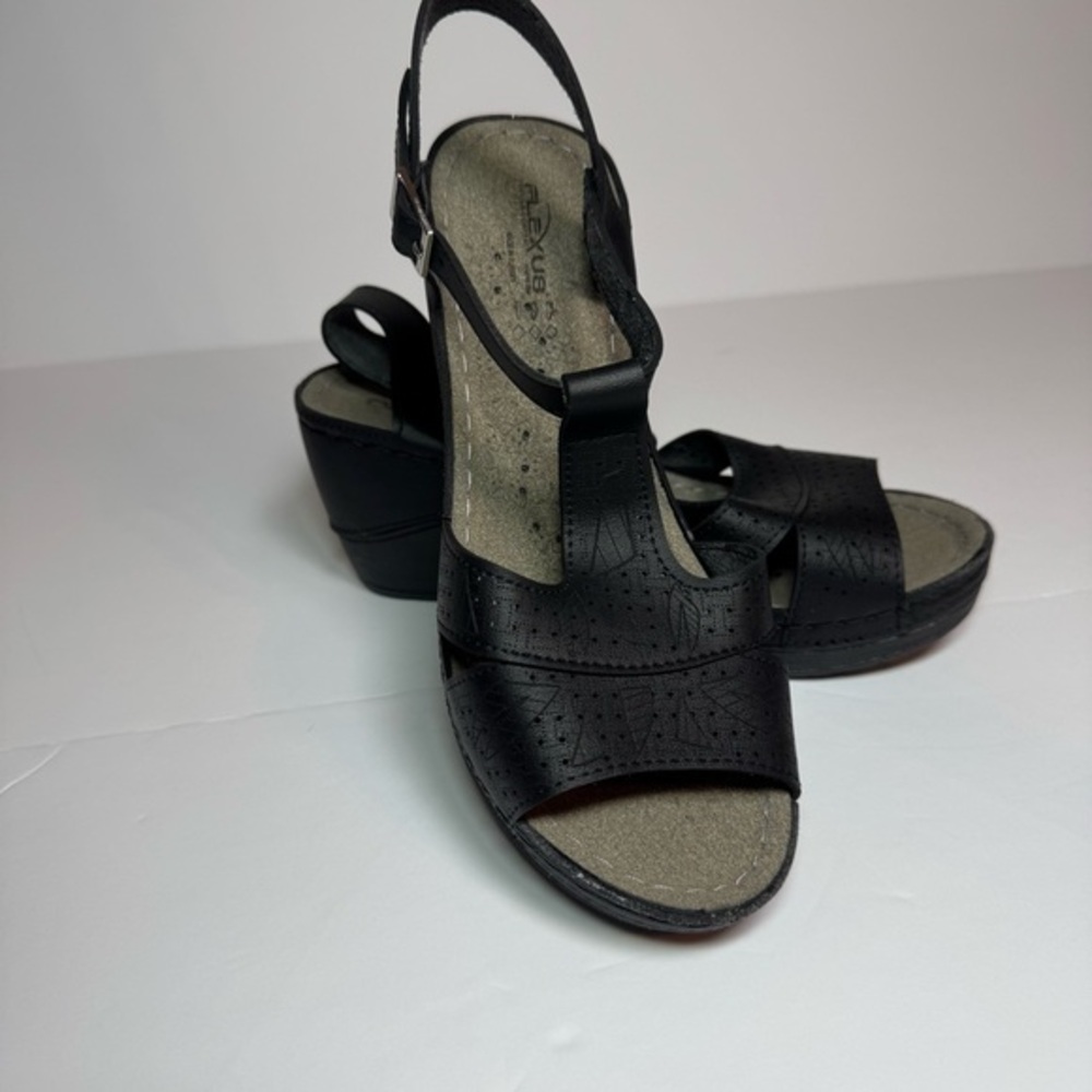 Flexus Natala Slingback Women's Sandal Black with Wedge Heel 39